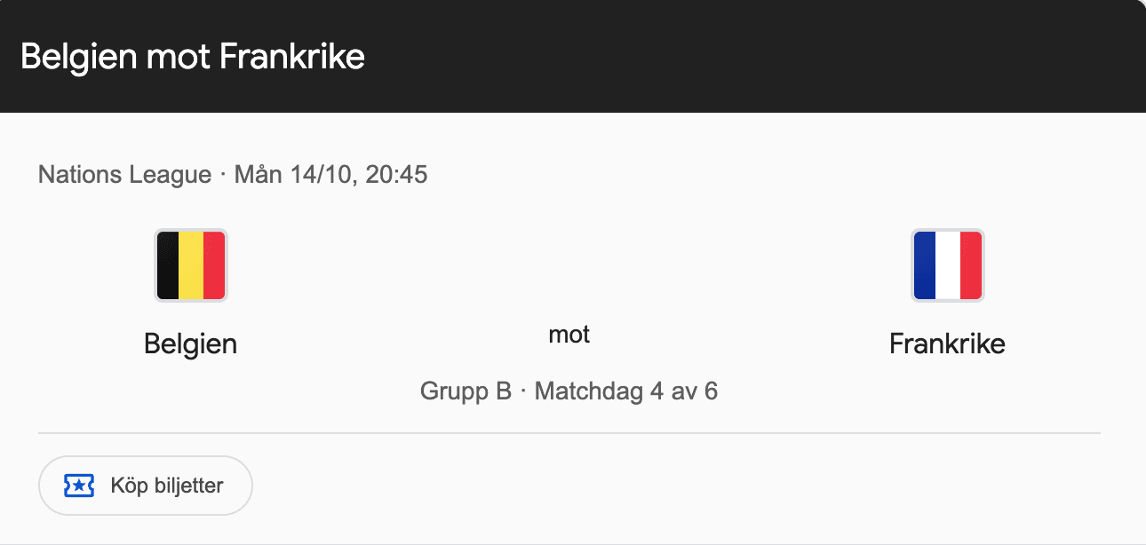 Belgien mot Frankrike